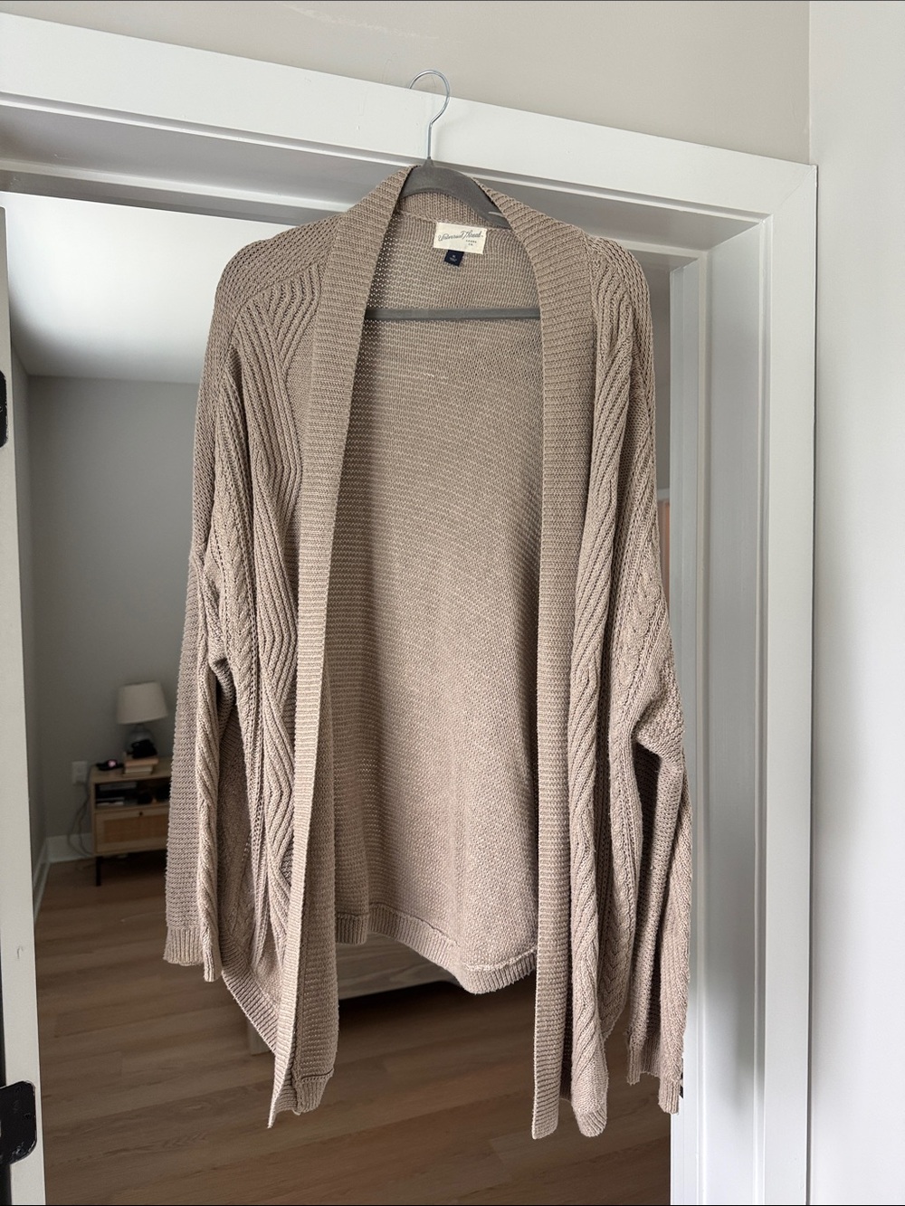 Universal Thread Taupe Open-Front Cable-Knit Cardigan